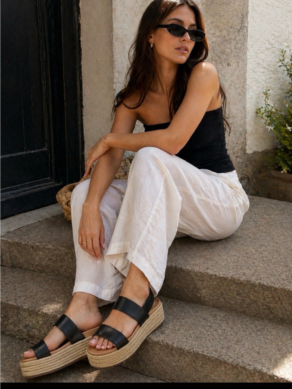 Steve Madden Black Espadrille Platform Sandal